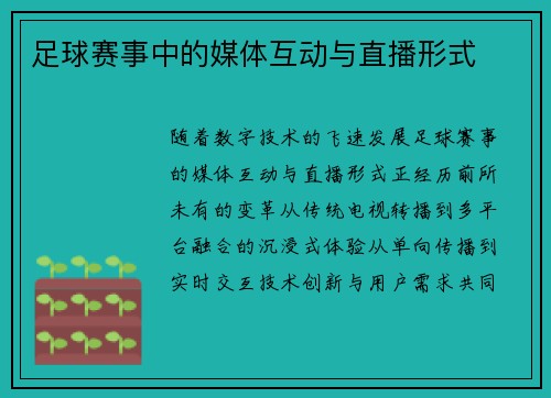 足球赛事中的媒体互动与直播形式